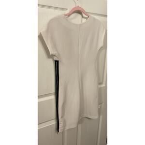 Armani Exchange White Bodycon Mini Dress Black/Silver Side Exposed Zipper, Sz 0